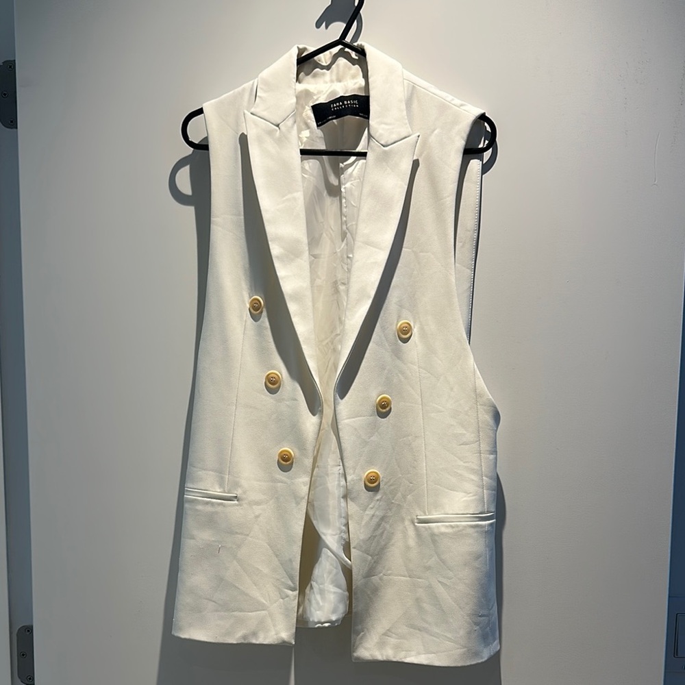 Zara Ivory Open Vest